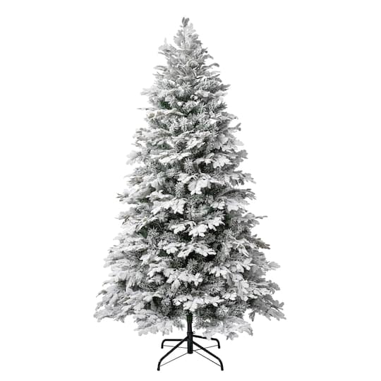 7.5ft. Unlit Feel Real® Acacius Snowy Virginia Pine Slim Mixed Hinged Artificial Christmas Tree